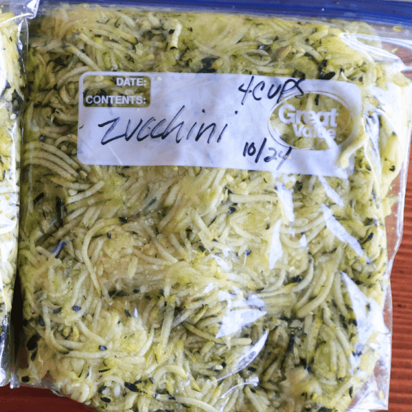 Freeze Shredded zucchini