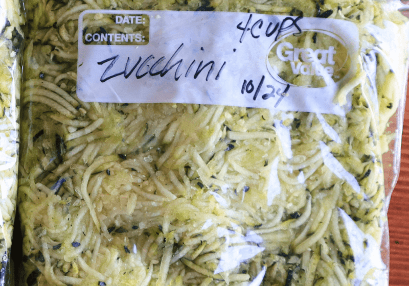 Freeze Shredded zucchini