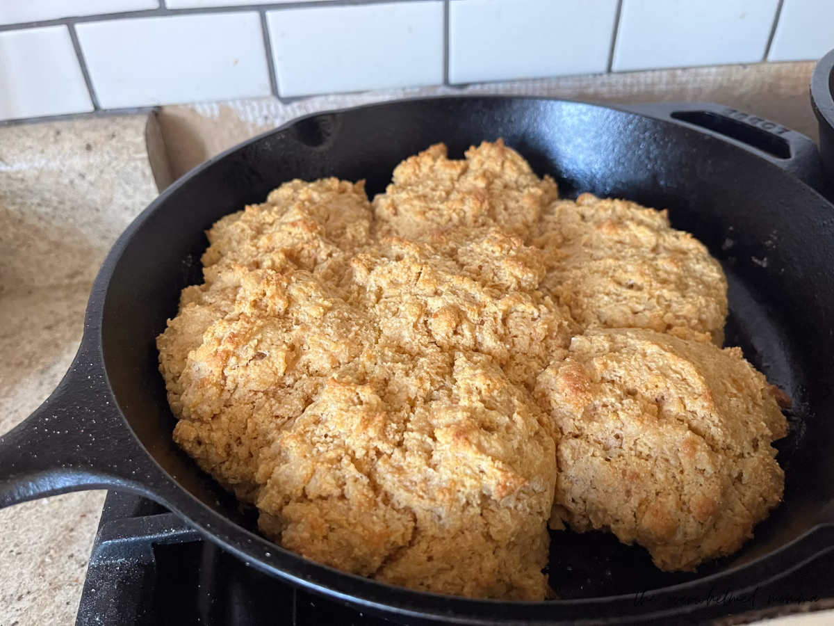 whole wheat biscuits in a cast iron pan