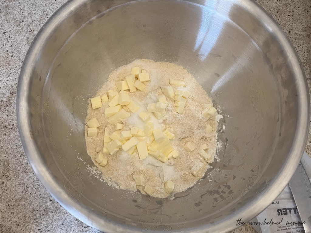 Course crumbs of Fresh Milled Flour Biscuit dough