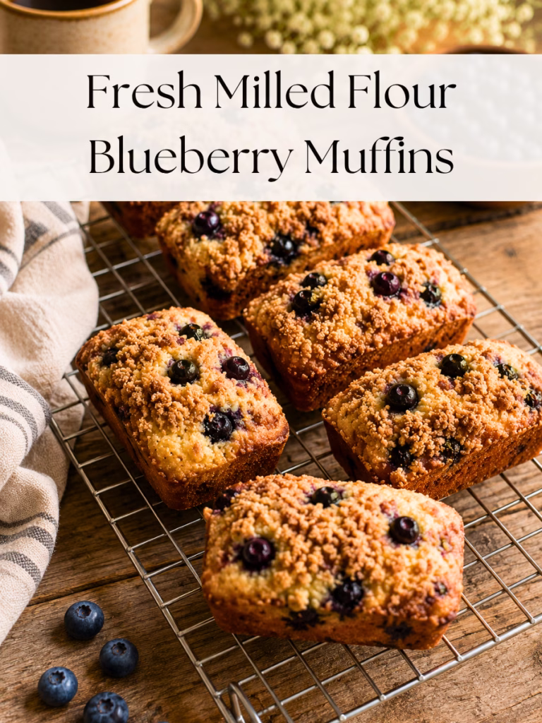 fresh milled flour blueberry muffins