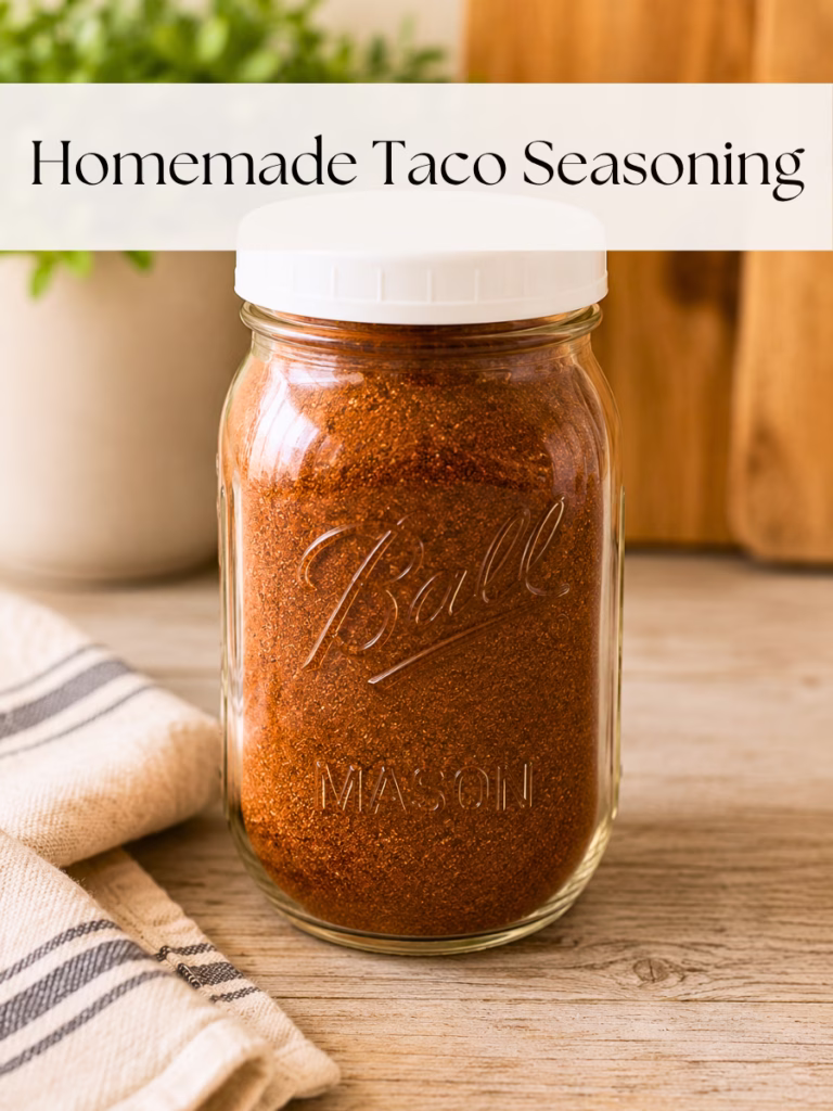 Homemade taco seasoning in a mason jar